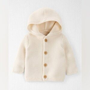 LITTLE PLANET Baby Organic Cotton Signature Stitch Cardigan - Cream